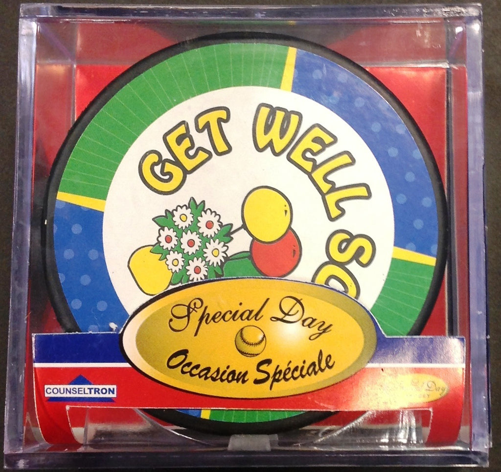 "Get Well" Hockey Puck Actual Size  In Cube by Counseltron