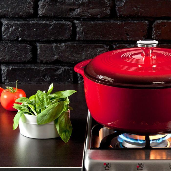 Enamel Dutch Oven (Red) by Lodge – - Main Image