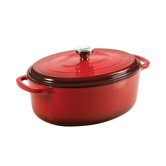 Enamel Oval Dutch Oven 7 qt. (Red) by Lodge